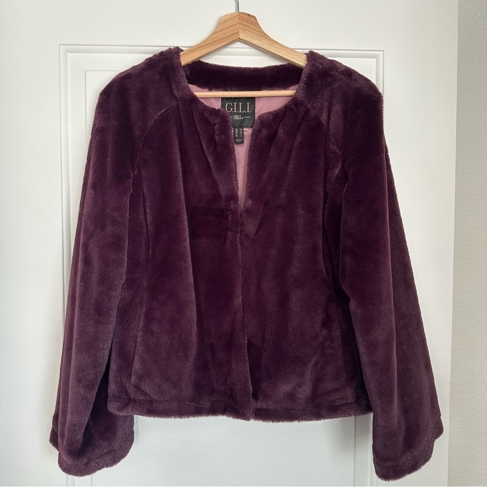 G.I.L.I. Women's Plush Purple Teddy Jacket